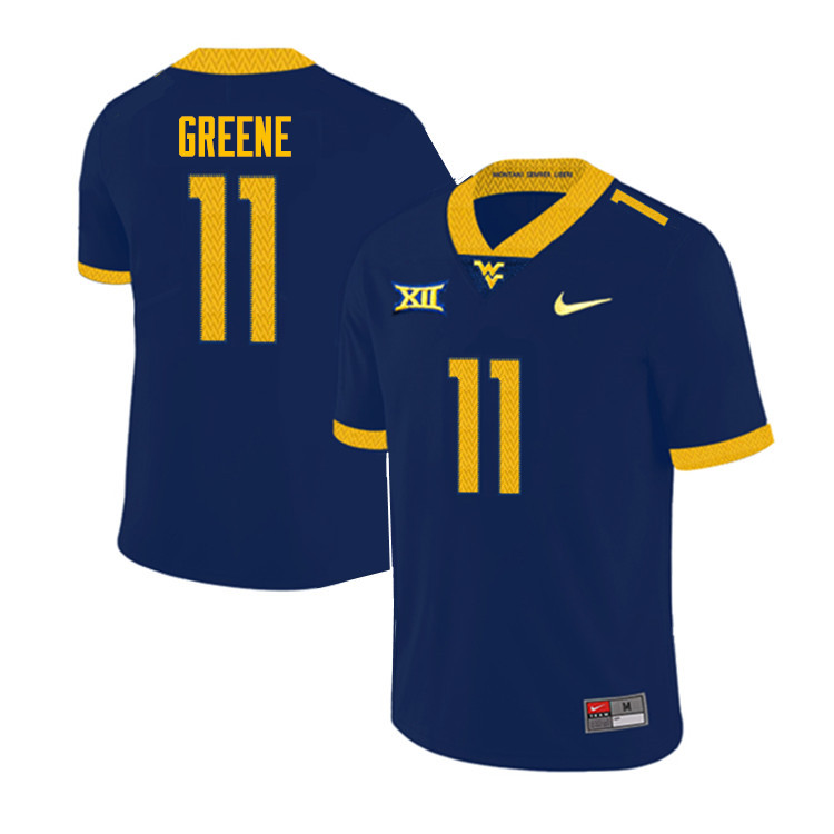 NCAA Men's Garrett Greene West Virginia Mountaineers Navy #11 Nike Stitched Football College Authentic Jersey VH23H64KF